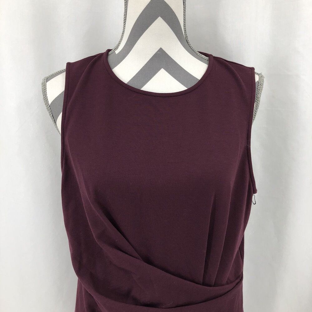 HALOGEN Sleeveless Maroon Knit Wrap HA453264MI Blouse Top Zip Back Medium